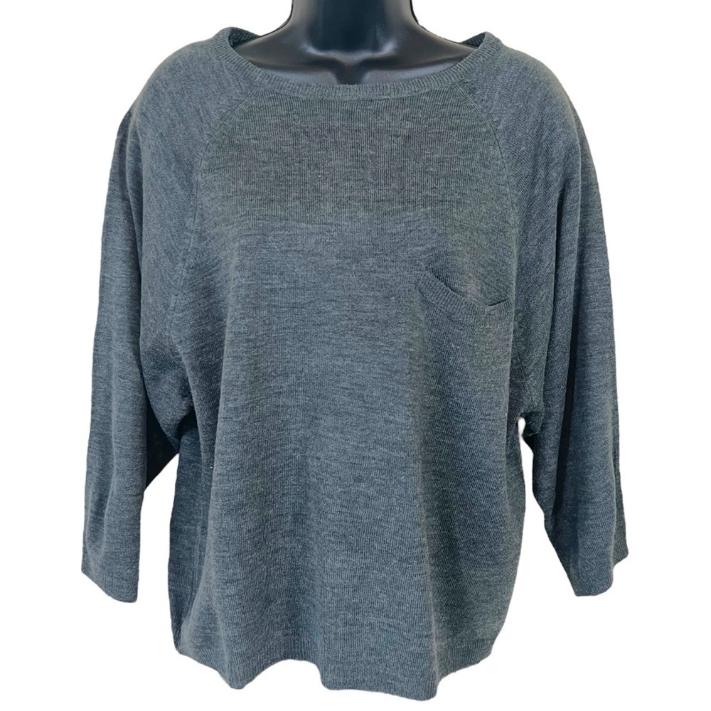 Vintage Beldoch Popper Gray Dolman Sleeve Sweater